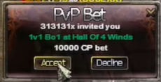 Invite accept/decline popup