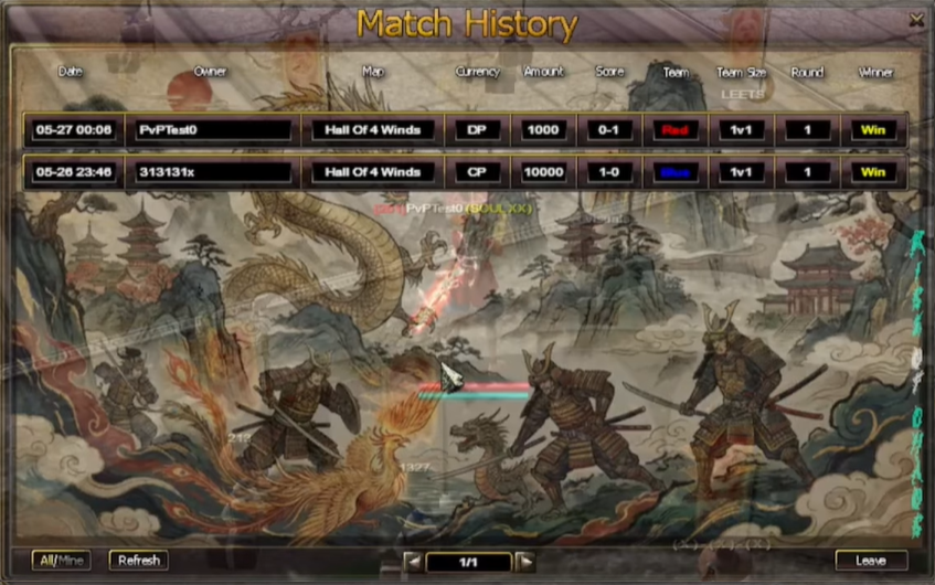 Match History list